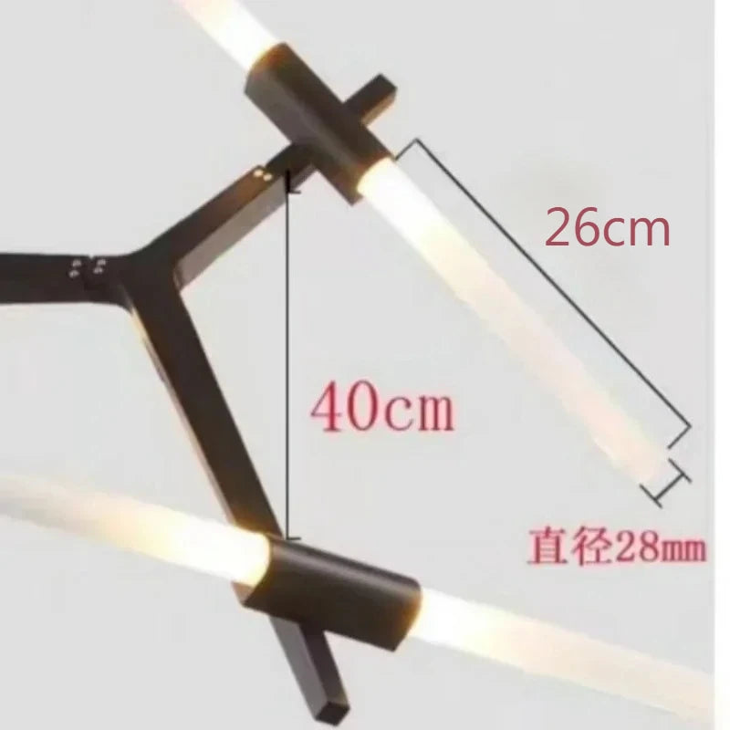 lampe suspendue moderne tube verre noir blanc doré structure géométrique scandinave suspension câble led