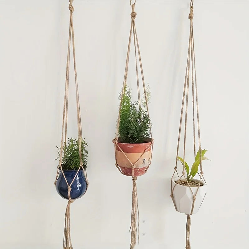 support plante suspendue macramé boho fibre végétale beige artisanalintérieurextérieur