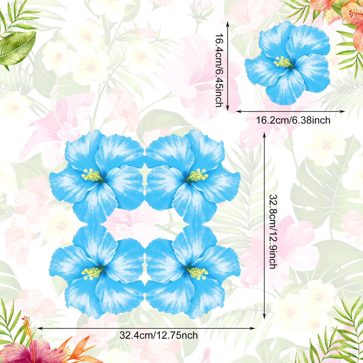 serviettes papier jetables motif fleurs hibiscus tropicales fête mariage anniversaire décoration salle bain