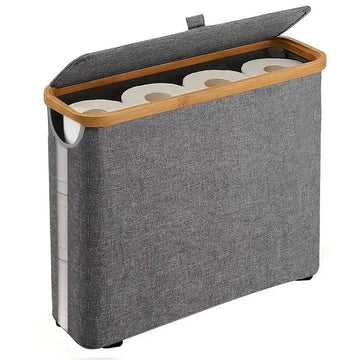 panier rangement bambou tissu oxford moderne noir blanc cassé gris bleu foncé multiple utilisation
