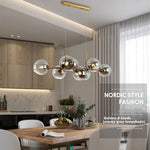 Suspension lumineuse nordique or noir boules transparentes ampoules LED 10m²