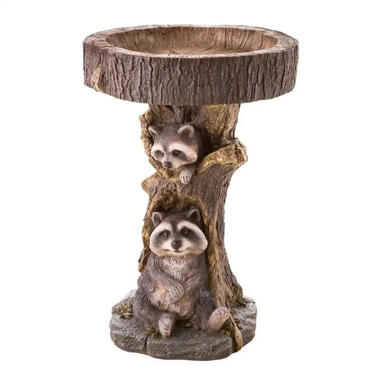 fontaine oiseaux résine texture bois brun gris naturelle animaux deco jardinextérieur