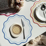 serviette table moderne rayées concentriques multicolore respectueuse environnement 34cm diameter