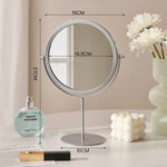 miroir maquillage argenté moderne portable ovale pouces pieds solides aluminium lisse salon chambre bain