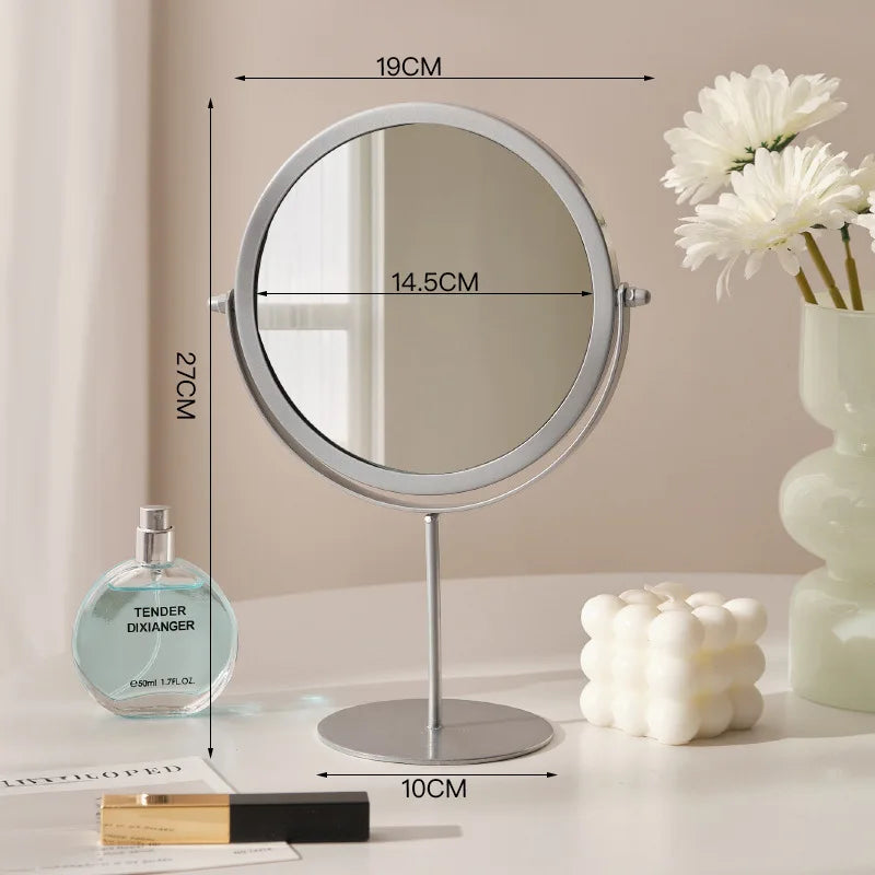 miroir maquillage argenté moderne portable ovale pouces pieds solides aluminium lisse salon chambre bain