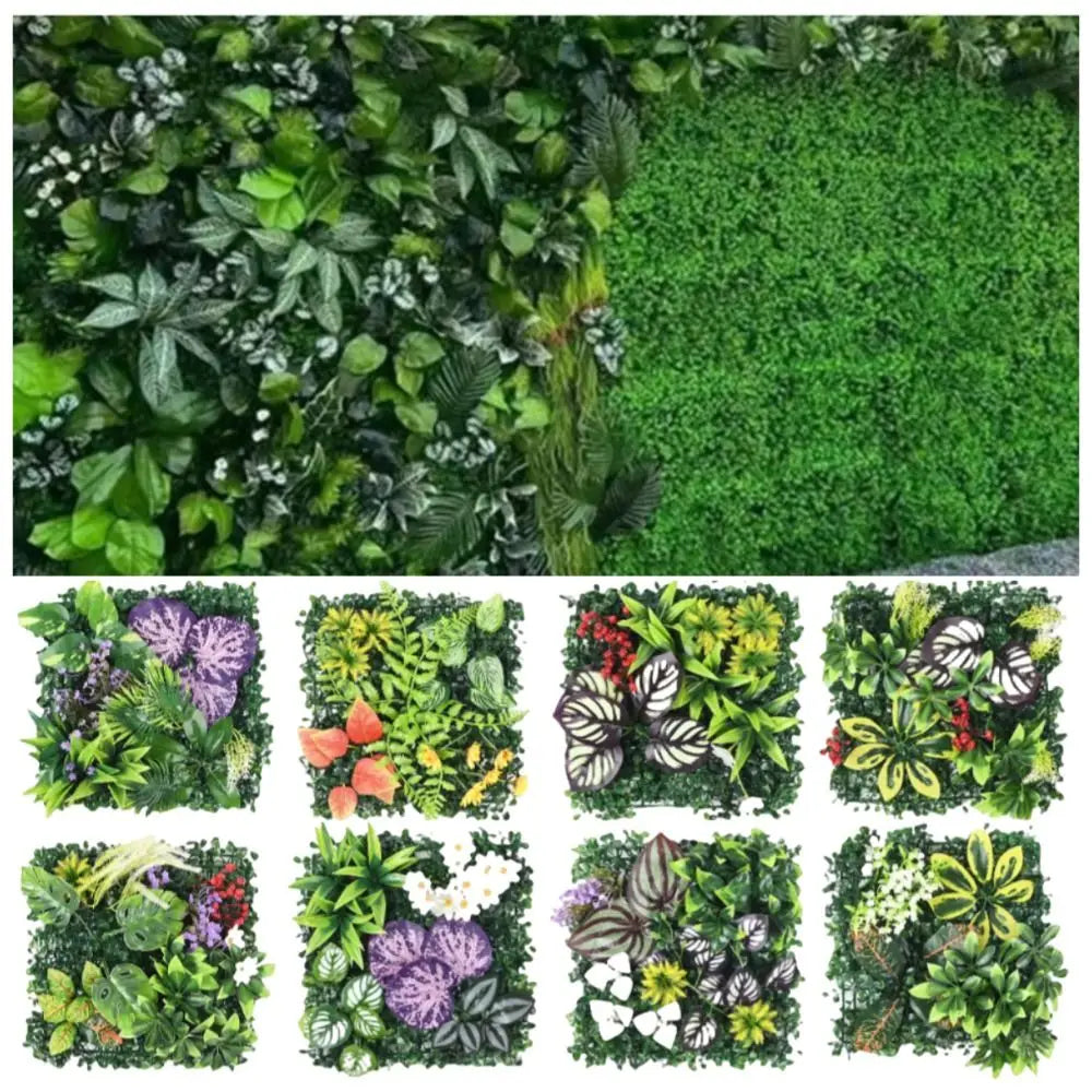 plantes artificielles murales modernes feuilles variées décoration extérieure branches naturelles
