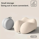 coussin voyage ergonomique mousse mémoire forme gris clips boîte rangement instructions utilisation confortable moderne