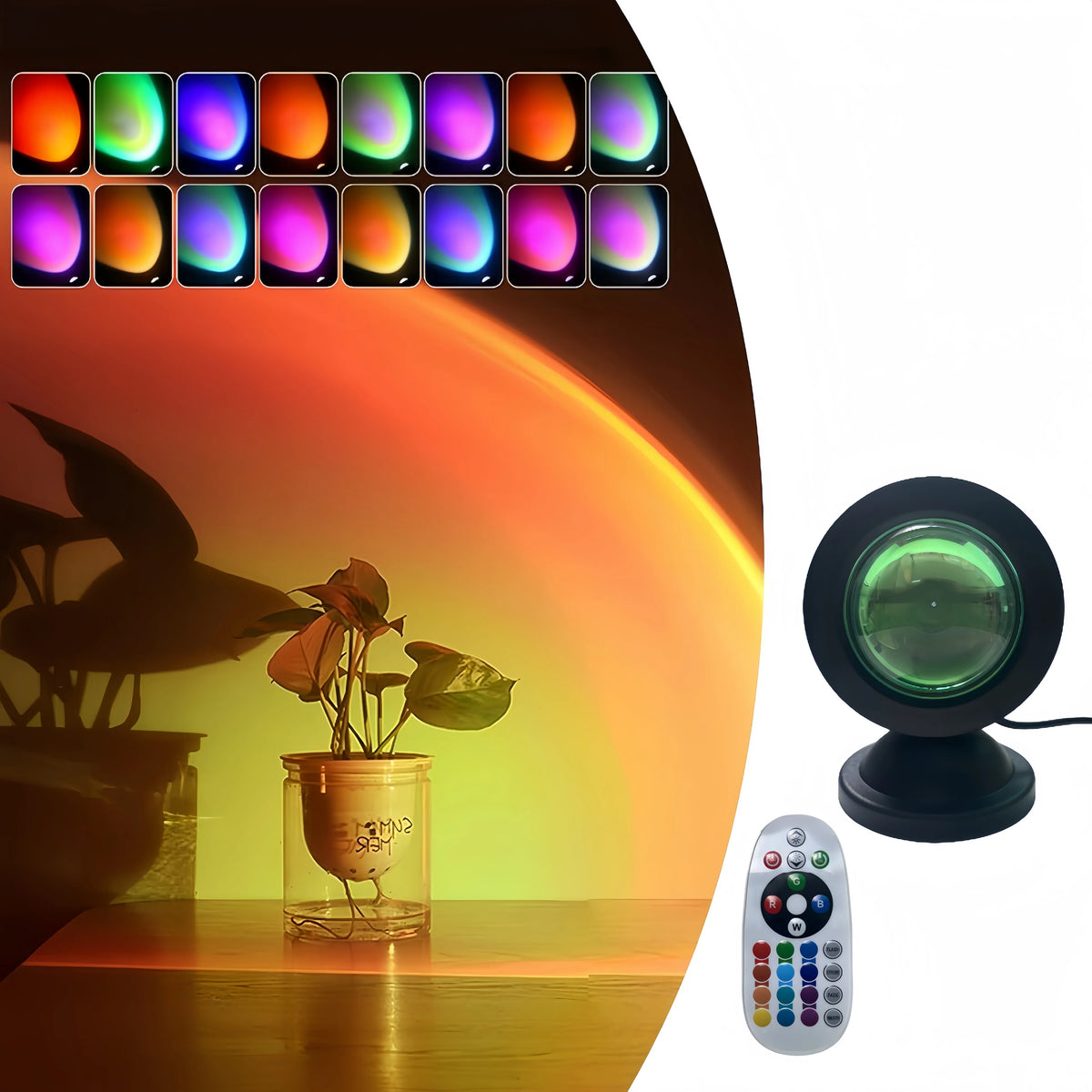 projecteur led noir moderne aimant télécommande lumière ambiance festive usb