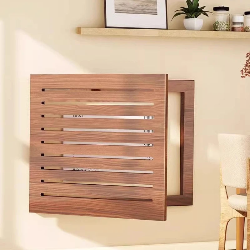 radiateur mural bois naturel moderne rayures horizontales salon appartement chic