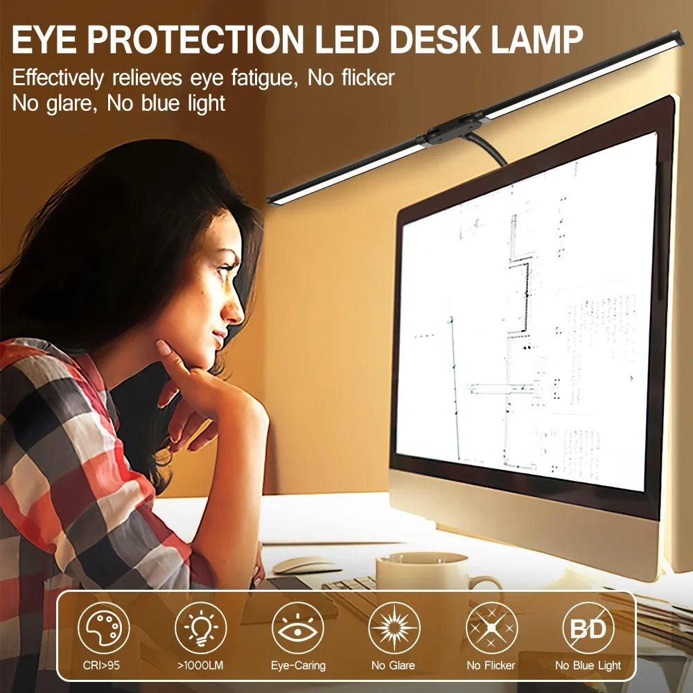 lampe clip double tête led moderne flexible noir blanc écran ordinateur