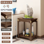 meuble appoint bois massif moderne table tiroir meuble double plateau vase bleu figurine bouteille