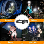 lampe frontale led rechargeable usb camping course nocturne pêche réparation bandeau ajustable moderne