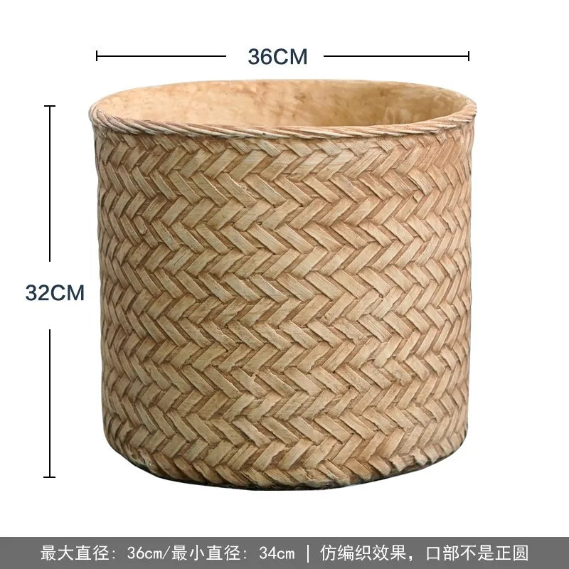 Pot plante tissé marron clair moderne rustique plante verte graines noires serviette blanche