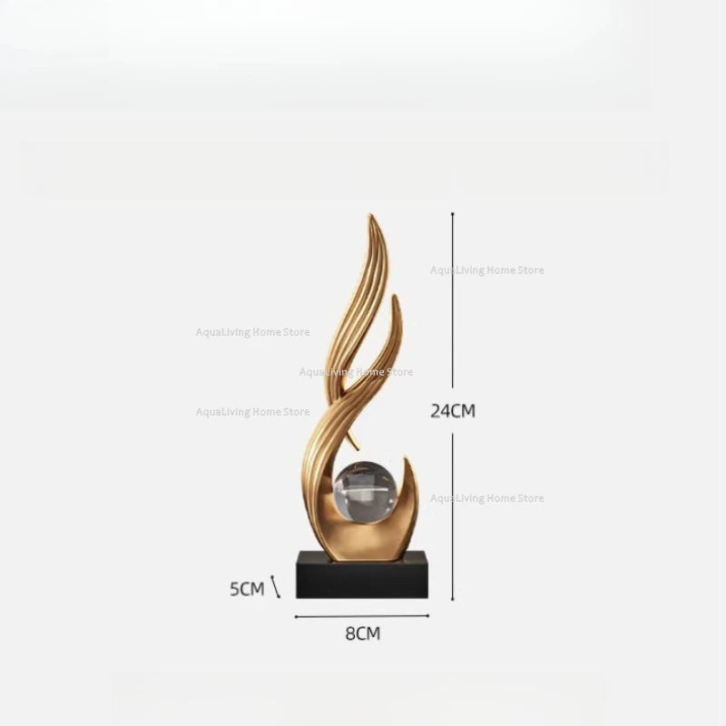 sculpture décorative résine blanche or contemporaine cristal transparent base opaque minimaliste fixée plateau