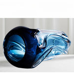 vase moderne bleu transparent ondulé marbré décoration intérieure arrangement floral hydroponique