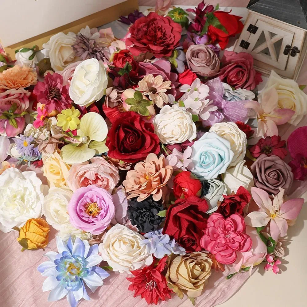 fleurs artificielles multicolores variées decoration maison mariage anniversaire diy 100 pieces soie réaliste intérieur