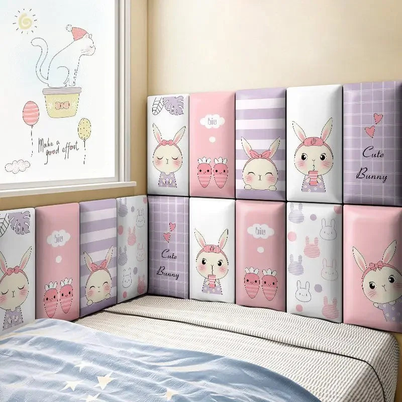 tapis sol enfant rose motifs lapins mignons décoration chambre bébé moderne 150cm doux