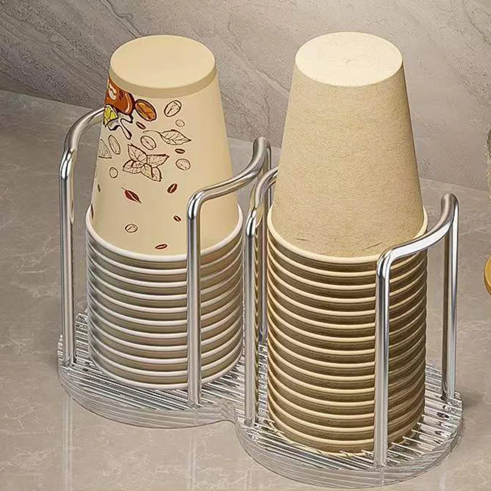 porte verres moderne élégants dorés transparents contenant verres carton beige