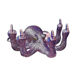 statuette octopus bleu points blancs résine contemporaine opaque décoration maison