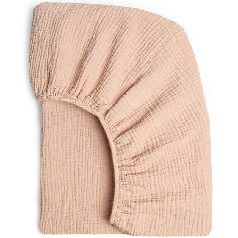 drap housse berceau coton rayures horizontales beige marron clair vert pastel rose pâle gris