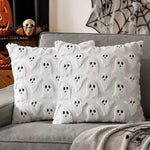 coussin halloween fantômes blancs oranges amovible lavable moderne zip caché