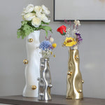 vase moderne résine or blanc argent vis fixé table ornement déco maison