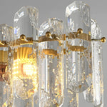 lampe suspendue cristal or moderne élégante chaînes brillants transparents chambre restaurant cuisine