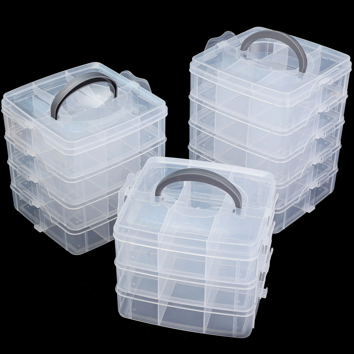 boîtes rangement bijoux transparentes plastique modernes couches compartiments organisation accessoires