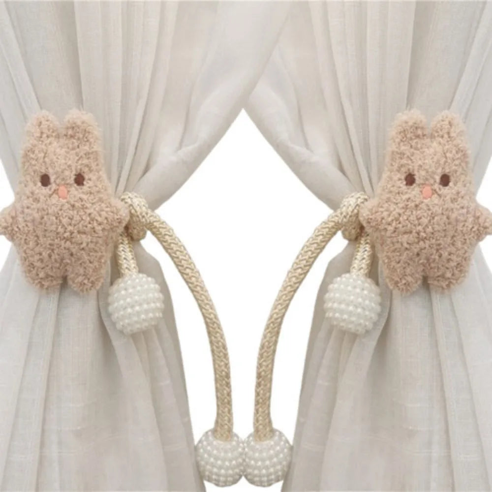 attache cordon fenêtre teddy bear mignon décoration maison tissu doux couleur beige marron clair