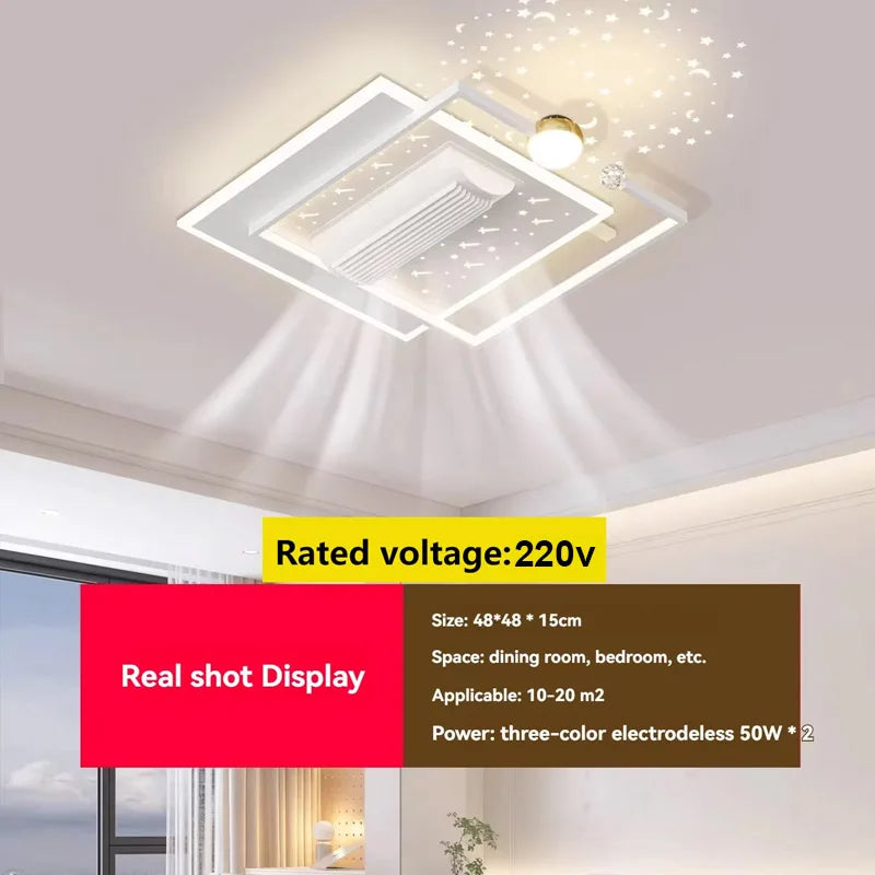 ventilateur moderne led noir blanc doré lumineux salon chambre étude entrée