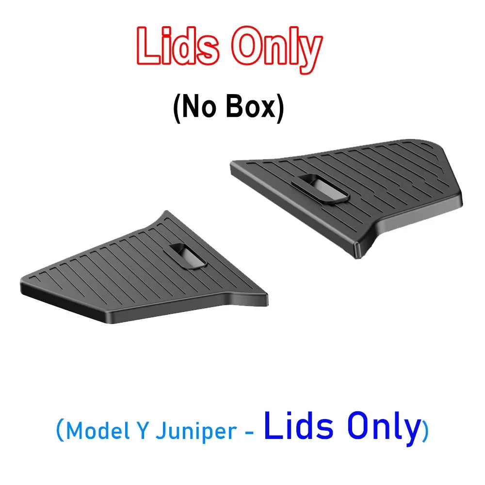 boîtes rangement coffre voiture noires rides horizontales modernes organisation compartiment charge TPE tapis couvercles