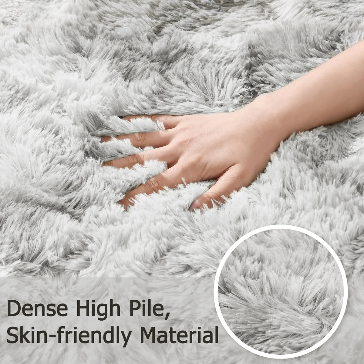 tapis gris clair peluche épaisse doux moelleux moderne 120x160cm 160x230cm chambre salon