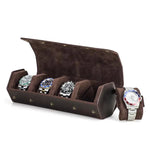 boîte montres cuir velours marron foncé classique portable sécurisée fourre tout