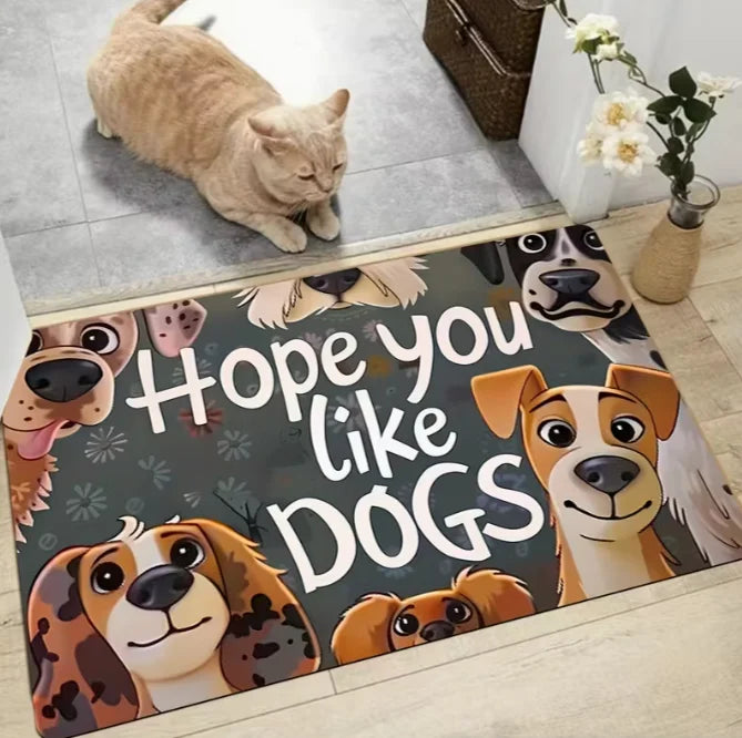 tapis d'entrée moderne chiens motifs floraux antidérapant résistant décoloration 30x50cm 40x60cm