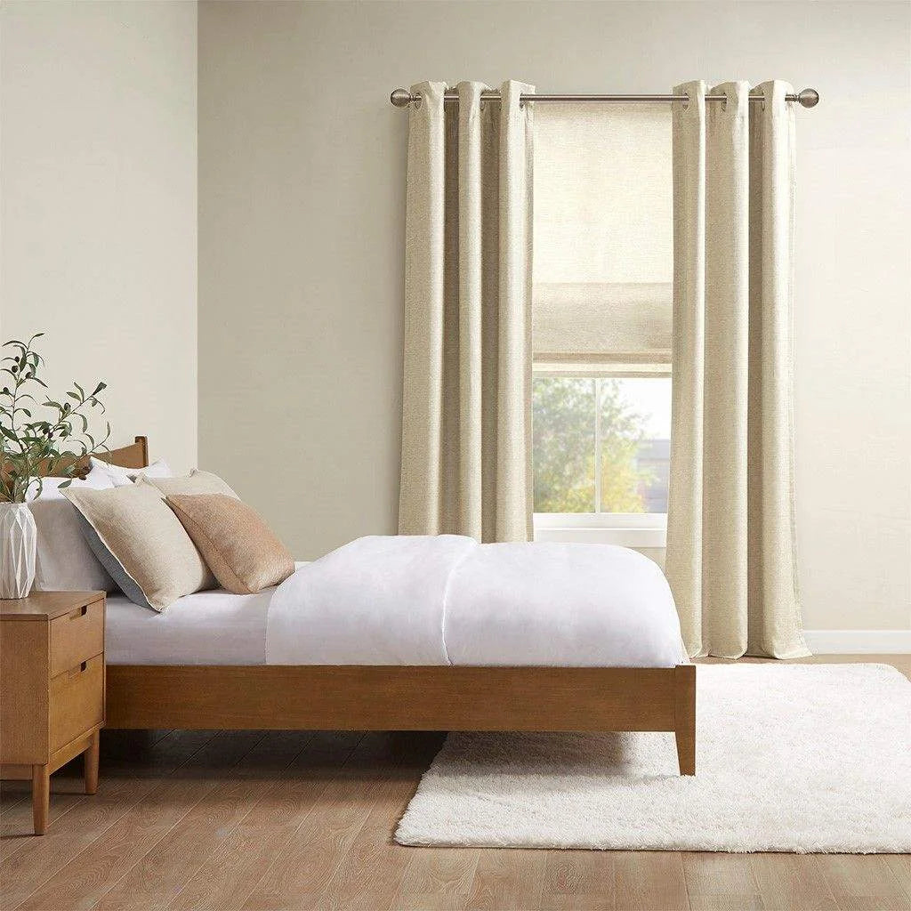 rideau store lamelles tissu beige texture lin moderne opacité sécurité uv puits lumière horizontal