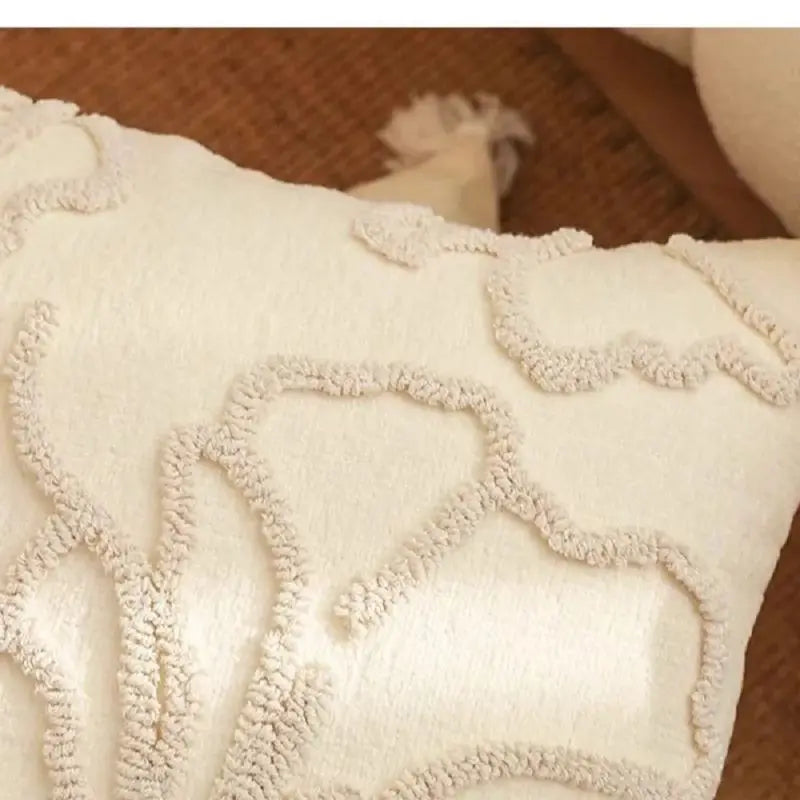 housses coussins géométriques boho chic beige motifs floraux adhésifs tassel opaques