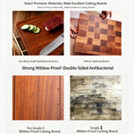 planches découper bois massif rainure jus graduée tablier beige viande hachée tomates concombres rustic