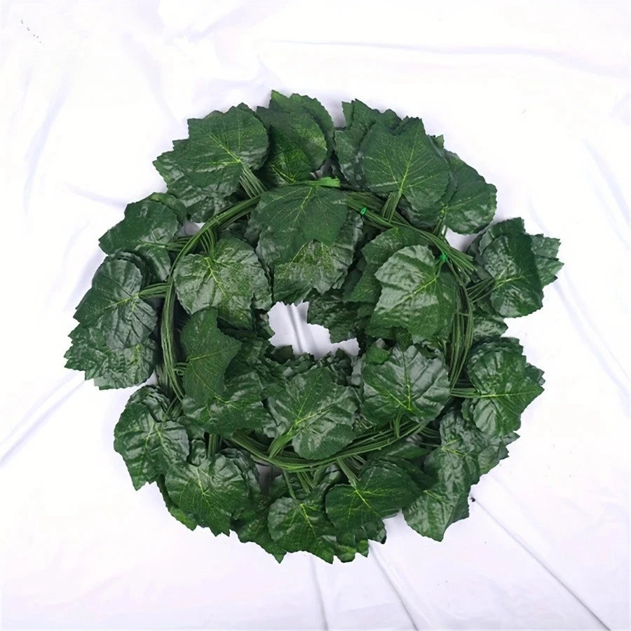 guirlande artificielle feuilles vertes ovales moderne décoration maison fête anniversaire mariage 240cm