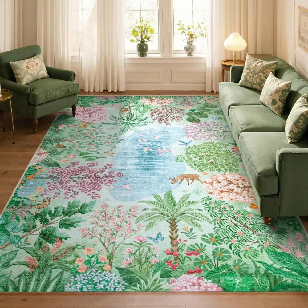 Tapis vert doux salon moderne