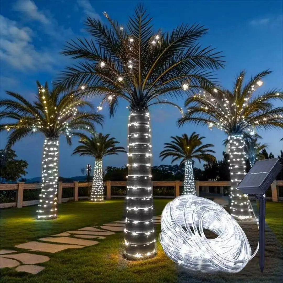 guirlande lumineuse multicolore filée moderne panneau solaire adhésif extérieur led ip55 100 leds 12m