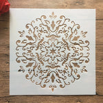 pochoir stencil blanc noir ornamental floral artisanal decoratif 32cm 32cm