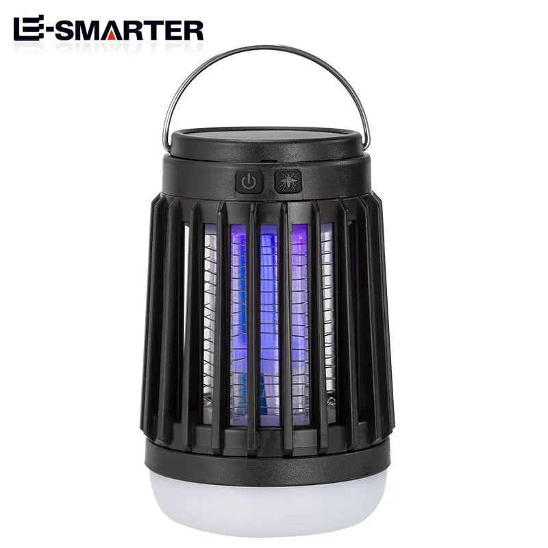 lampe anti moustiques uv led rechargeable batterie solaire poignée portable noir bleu orange