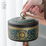 boîtes rondes couvercle ornement floral classique noir vert doré 600ml capacite deco maison
