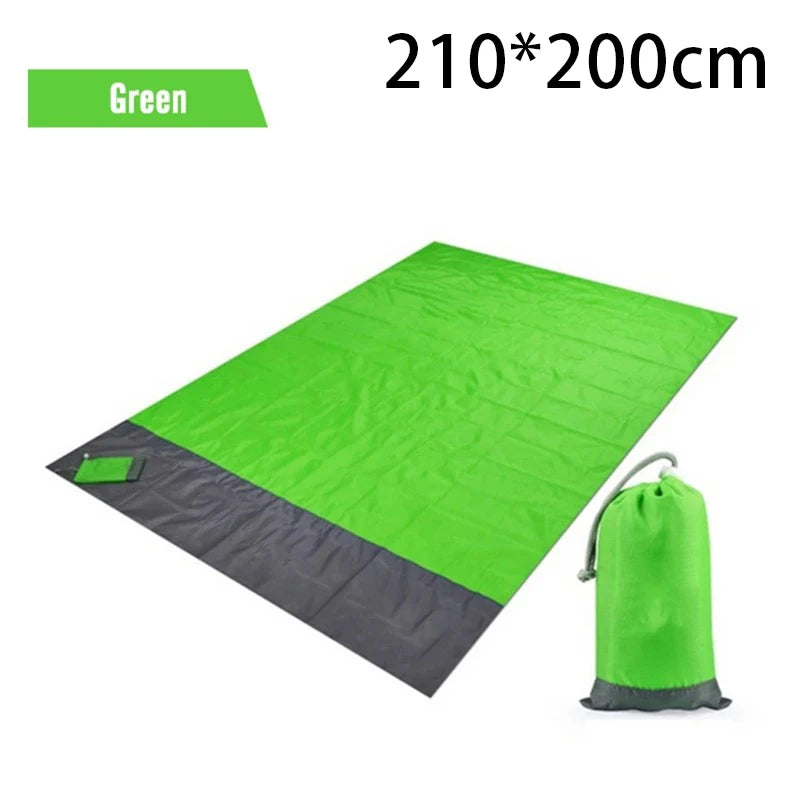 tapis plage imperméable bleu moderne sac rangement clous carabiner camping