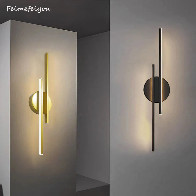 applique murale led moderne minimaliste noir blanc chambre salon entrée fixée mur deux sources