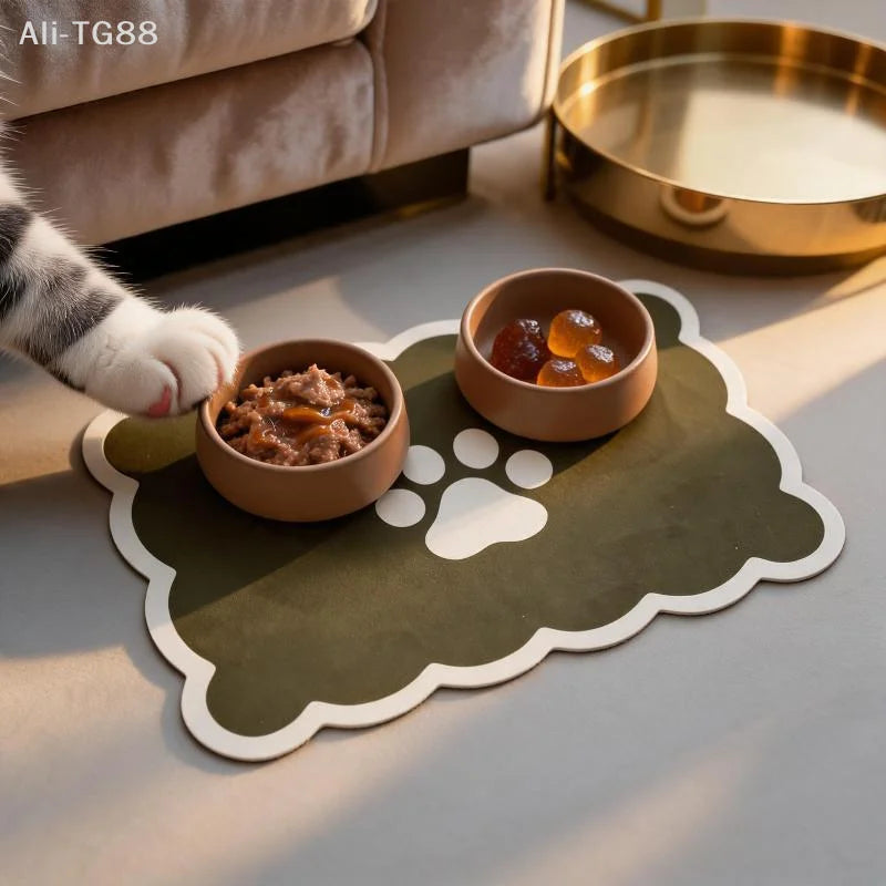 tapis animaux vert olive moderne bols céramique antidérapants motifs pattes