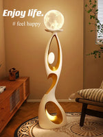 figurine sculpturale abstraite résine deco moderne intérieur lampe lune texture rugueuse artistique moderne