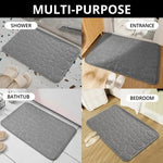 tapis bain absorbant marron rose gris texture galets moderne sans fixation