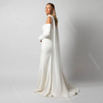 écharpe mariée voile blanc longue robe mariée élégante bohème