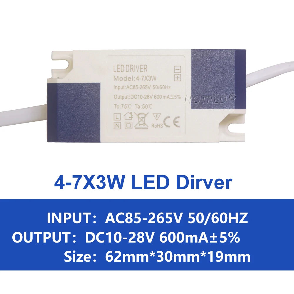 pilote led 600ma 3w 20w blanc moderne adhésif câbles certification rohs symboles sécurité